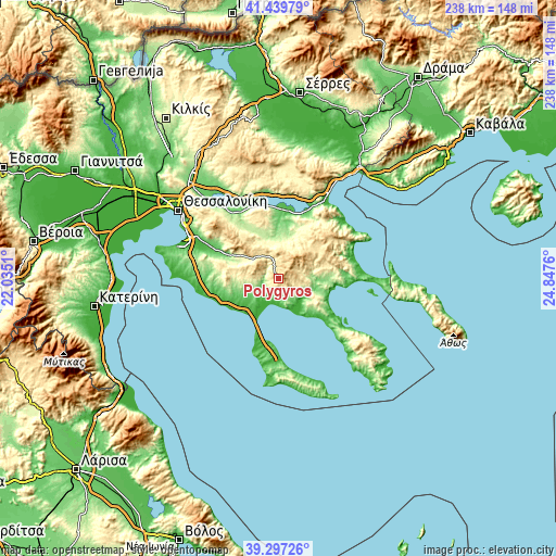 Topographic map of Polýgyros