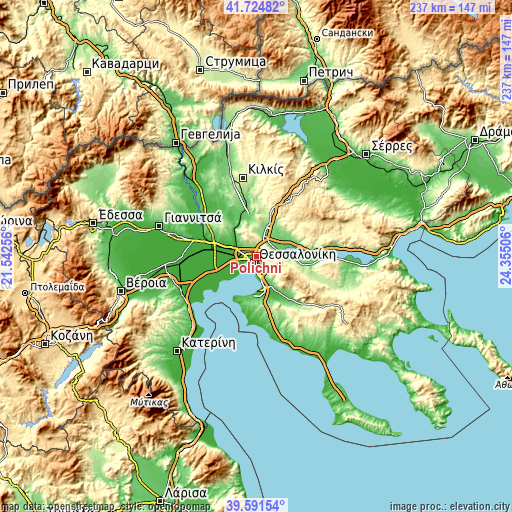 Topographic map of Políchni
