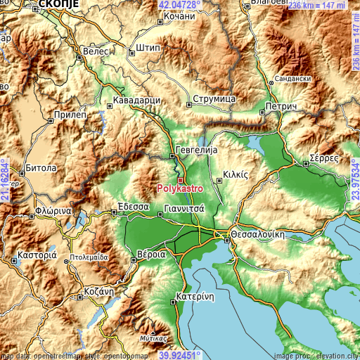 Topographic map of Polýkastro