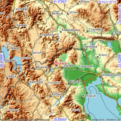 Topographic map of Polykárpi