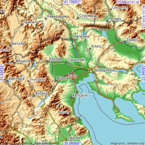 Topographic map of Platý