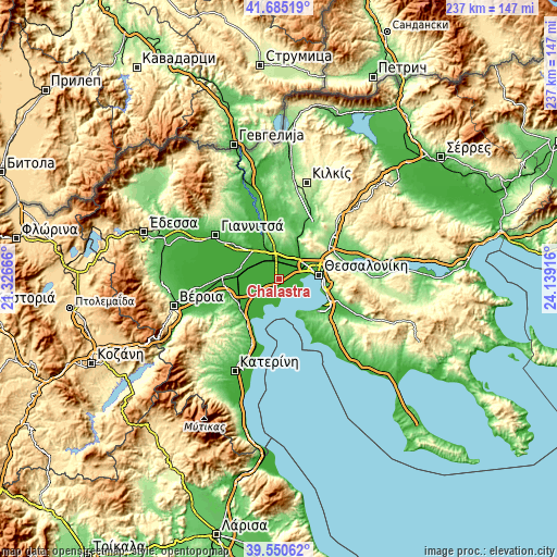 Topographic map of Chalástra