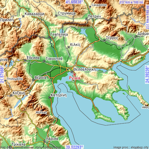 Topographic map of Pylaía