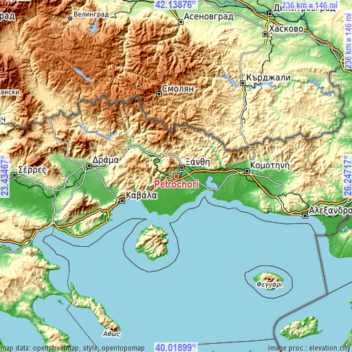 Topographic map of Petrochóri