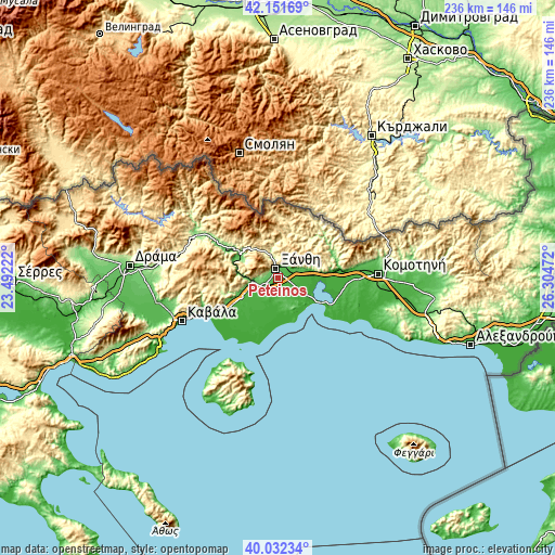 Topographic map of Peteinós