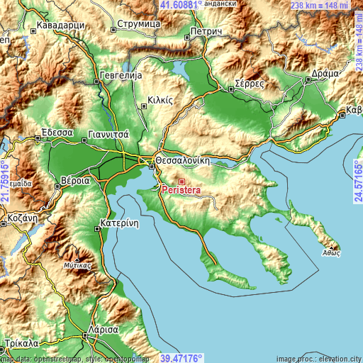 Topographic map of Peristerá