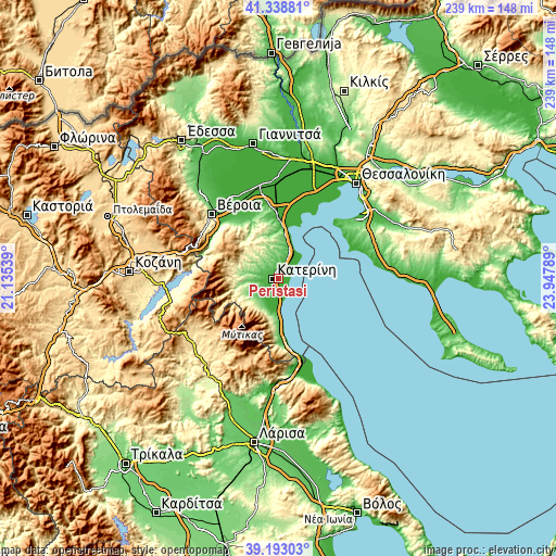 Topographic map of Perístasi