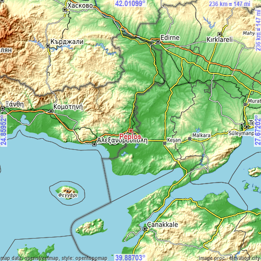 Topographic map of Péplos