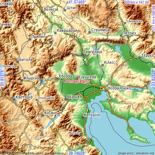 Topographic map of Pentaplátano