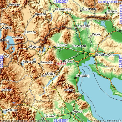 Topographic map of Patrída