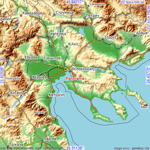 Topographic map of Panórama