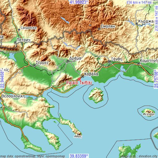 Topographic map of Palaió Tsiflíki