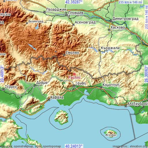 Topographic map of Páchni