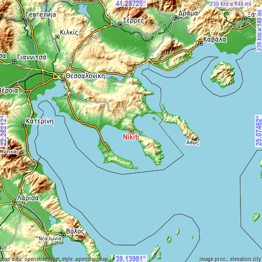 Topographic map of Níkiti