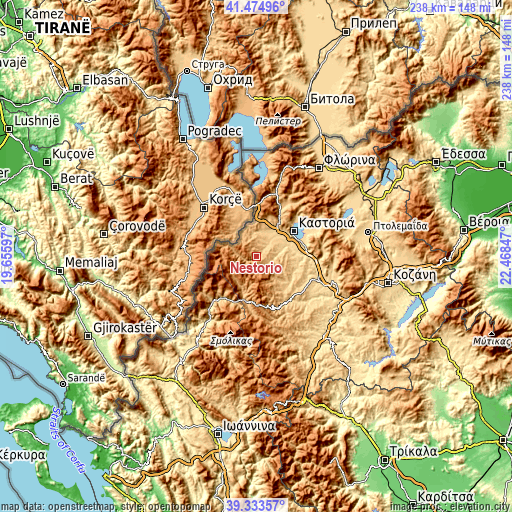 Topographic map of Nestório