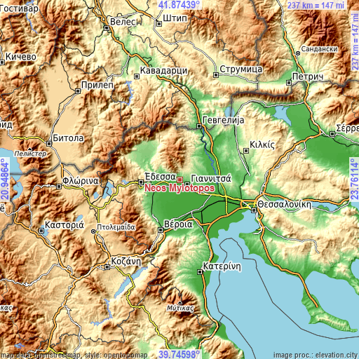 Topographic map of Néos Mylótopos