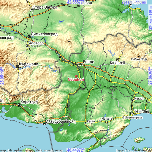 Topographic map of Neochóri