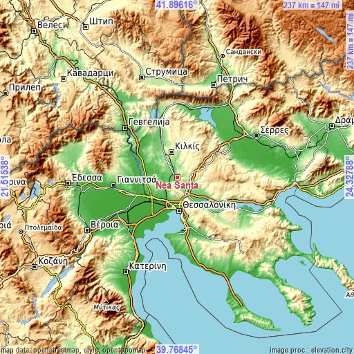 Topographic map of Néa Sánta