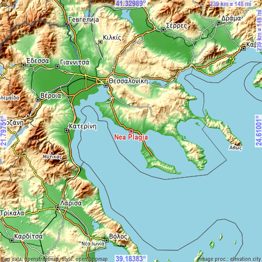 Topographic map of Néa Plágia