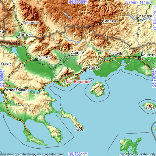 Topographic map of Néa Péramos