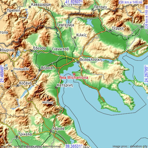 Topographic map of Néa Michanióna