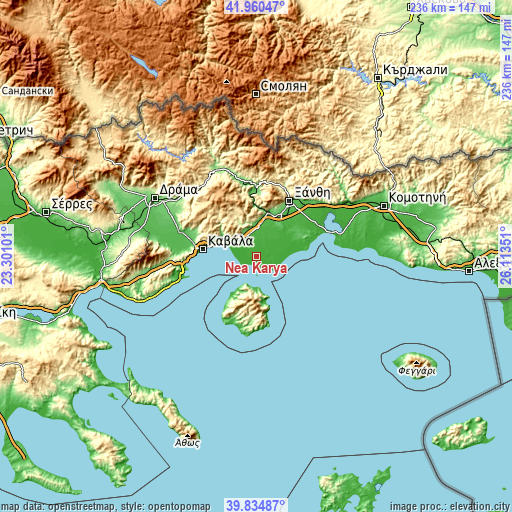 Topographic map of Néa Karyá