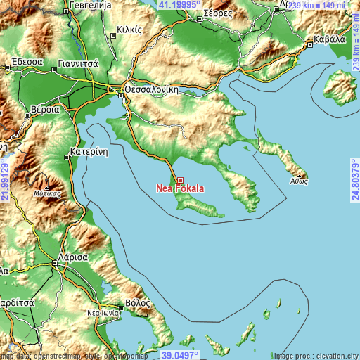 Topographic map of Néa Fókaia