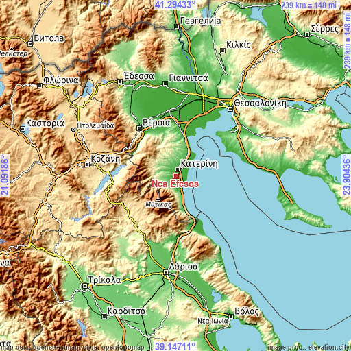 Topographic map of Néa Éfesos