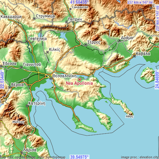 Topographic map of Néa Apollonía