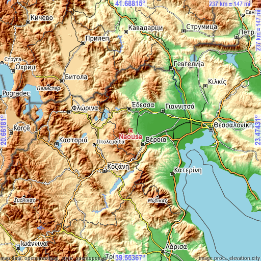 Topographic map of Náousa