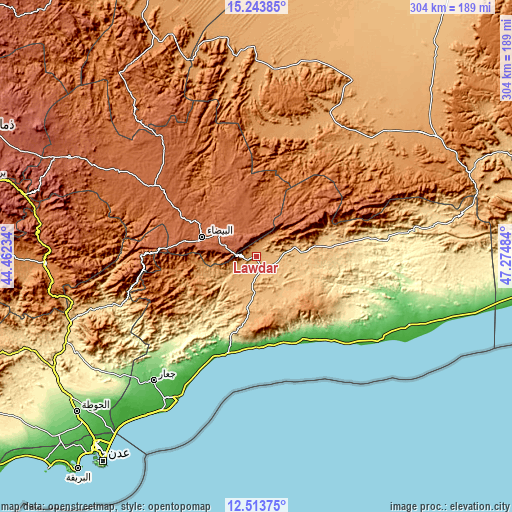 Topographic map of Lawdar