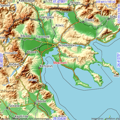 Topographic map of Mesiméri