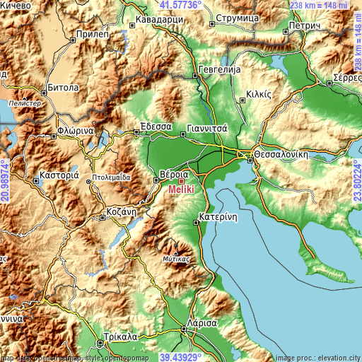 Topographic map of Melíki