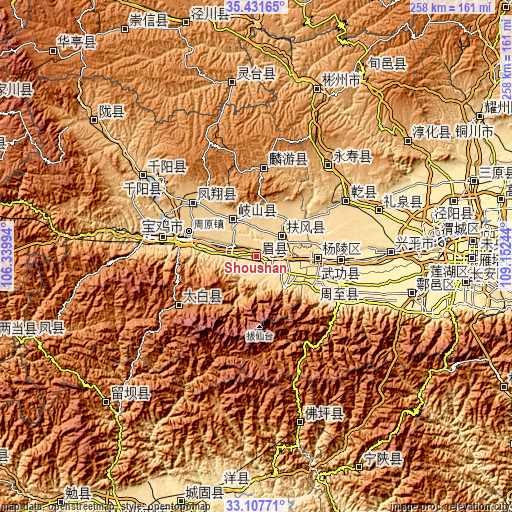 Topographic map of Shoushan