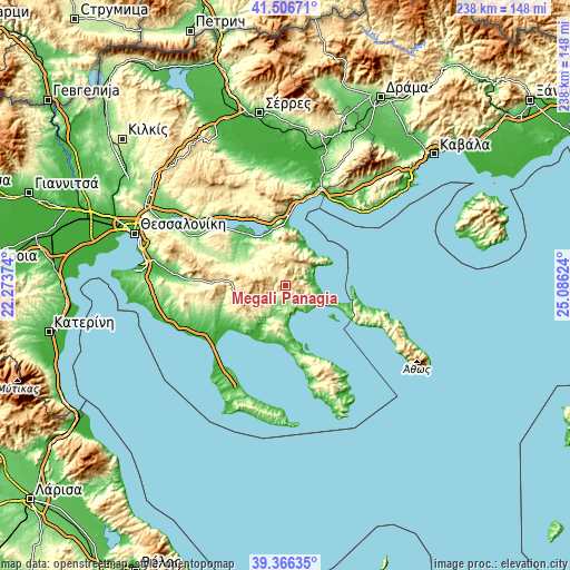 Topographic map of Megáli Panagía