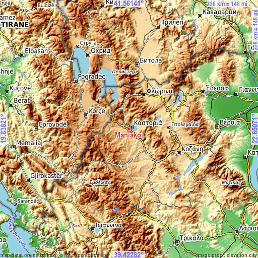 Topographic map of Maniákoi