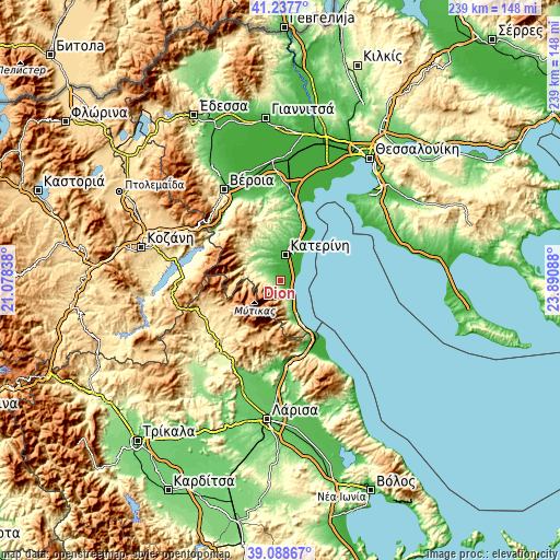 Topographic map of Díon