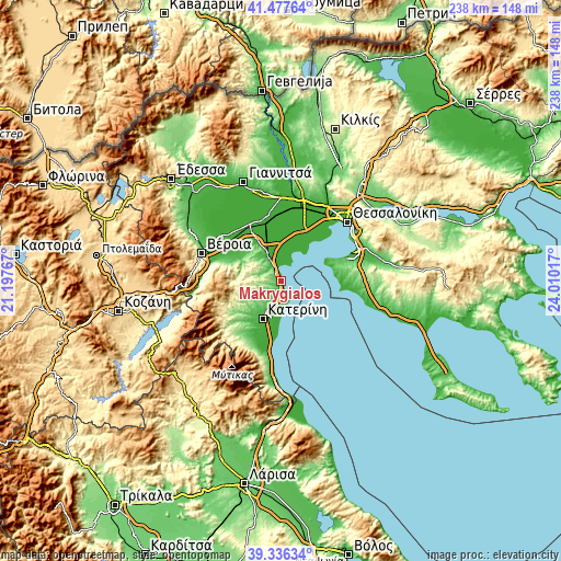 Topographic map of Makrýgialos