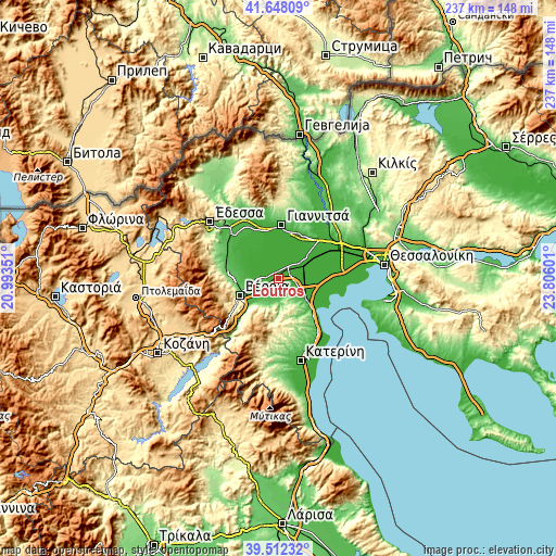 Topographic map of Loutrós