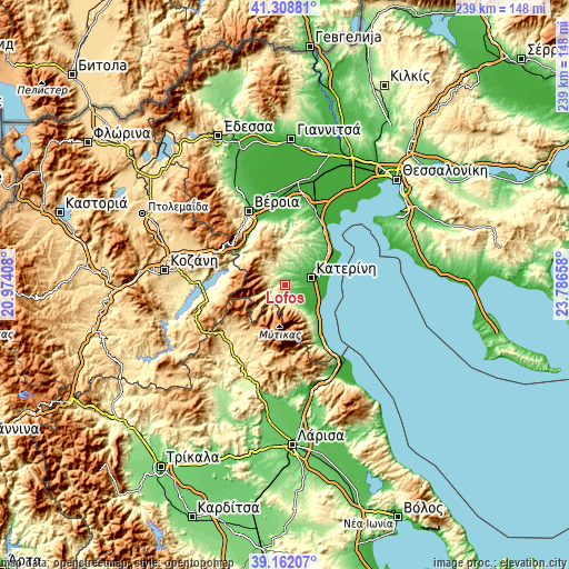 Topographic map of Lófos