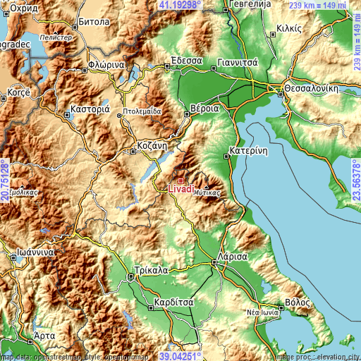 Topographic map of Livádi