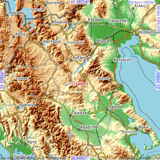 Topographic map of Livaderó