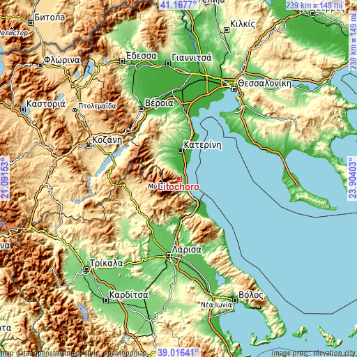 Topographic map of Litóchoro