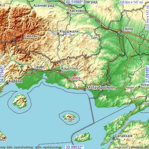 Topographic map of Lýkeio