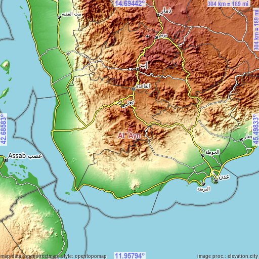 Topographic map of Al ‘Ayn
