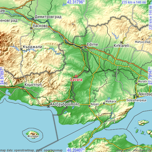 Topographic map of Lávara