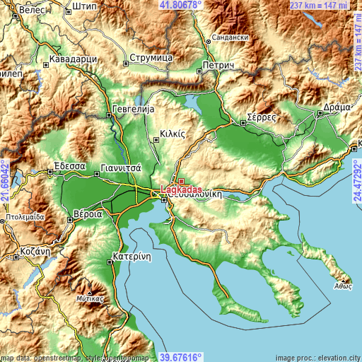 Topographic map of Lagkadás