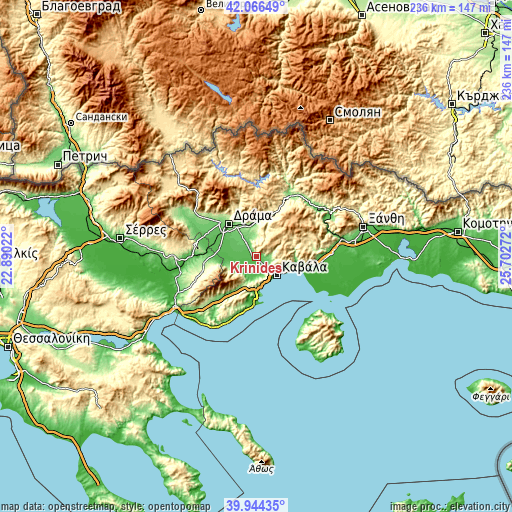 Topographic map of Krinídes