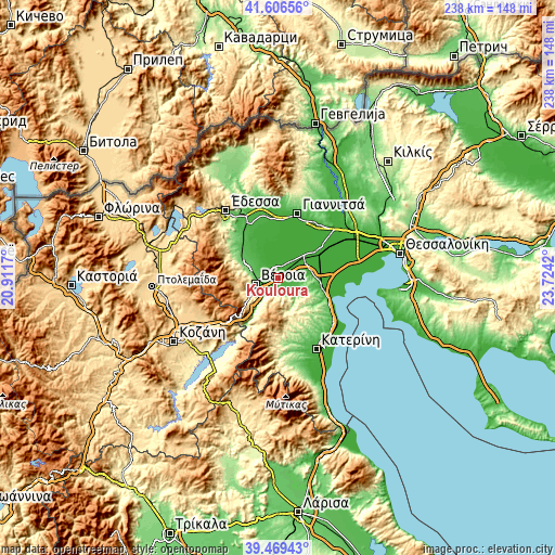 Topographic map of Kouloúra