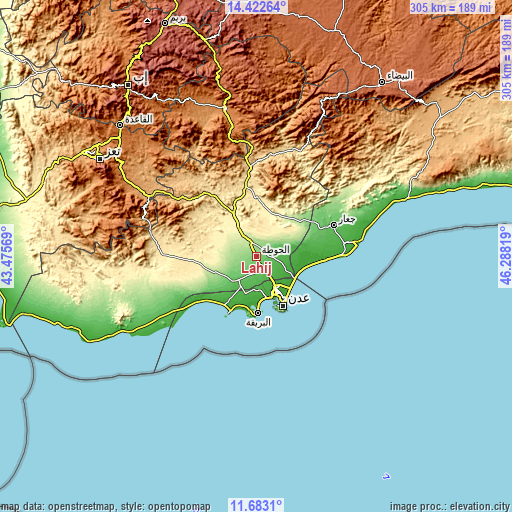 Topographic map of Laḩij